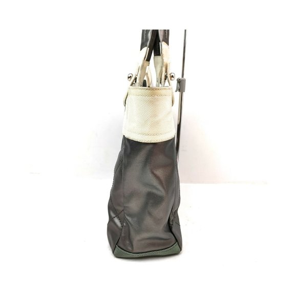 CHANEL Biarritz Paris Metallic Quilted Coated C Gray Beige Leather Canvas Tote - Picture 8 of 13